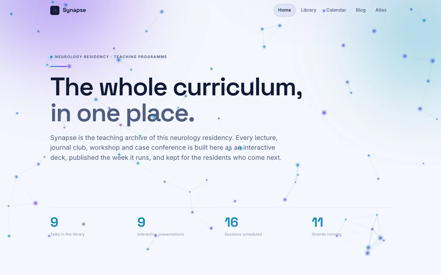 The Synapse homepage.